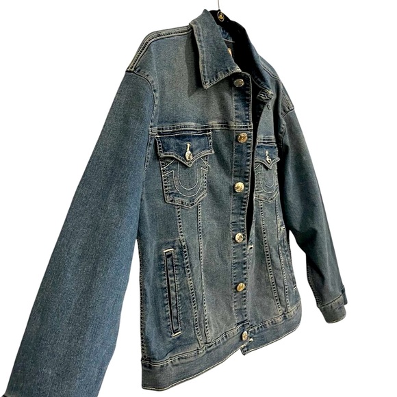 True Religion Oversized Glitter Denim Jacket Size: Medium - Picture 6 of 10